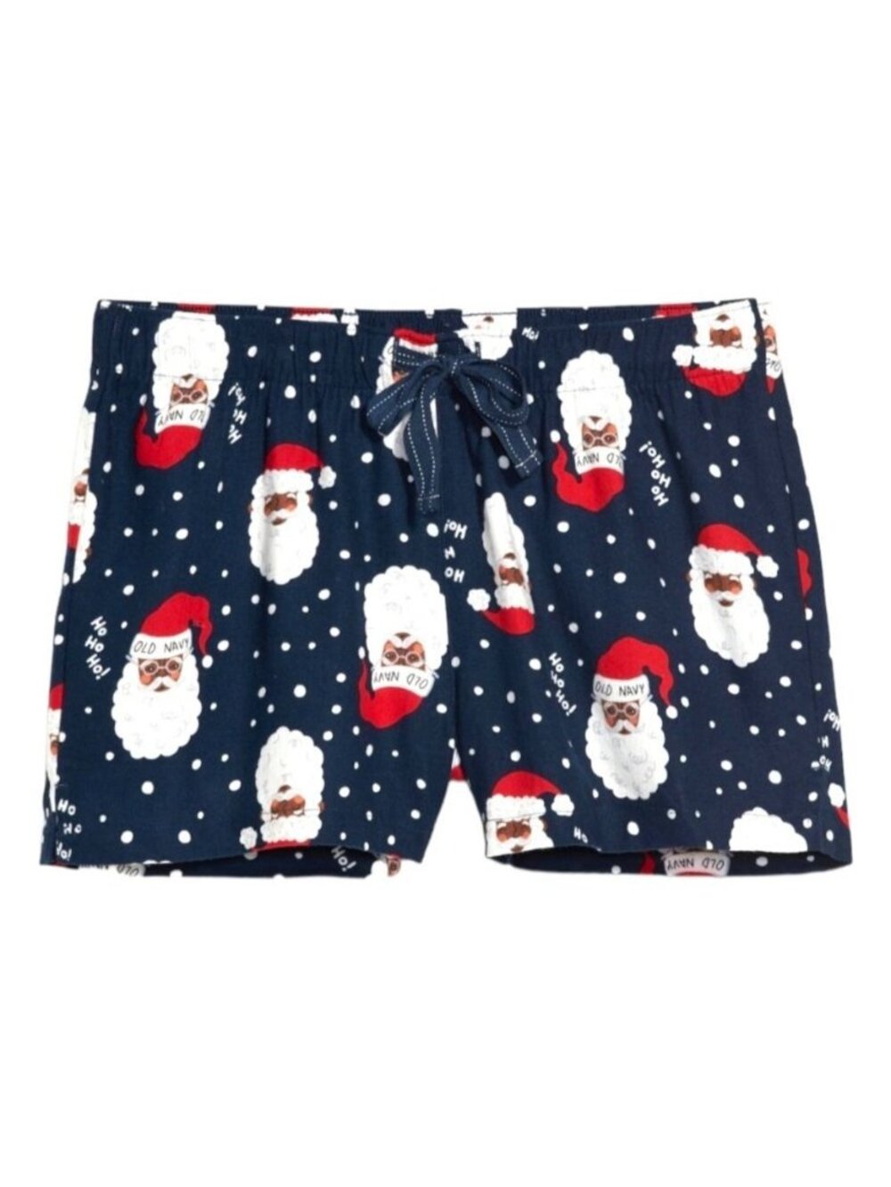 Santa Flannel Shorts Pajamas Sleep Lounge Tan Blue Woman's Size XL JJ3378